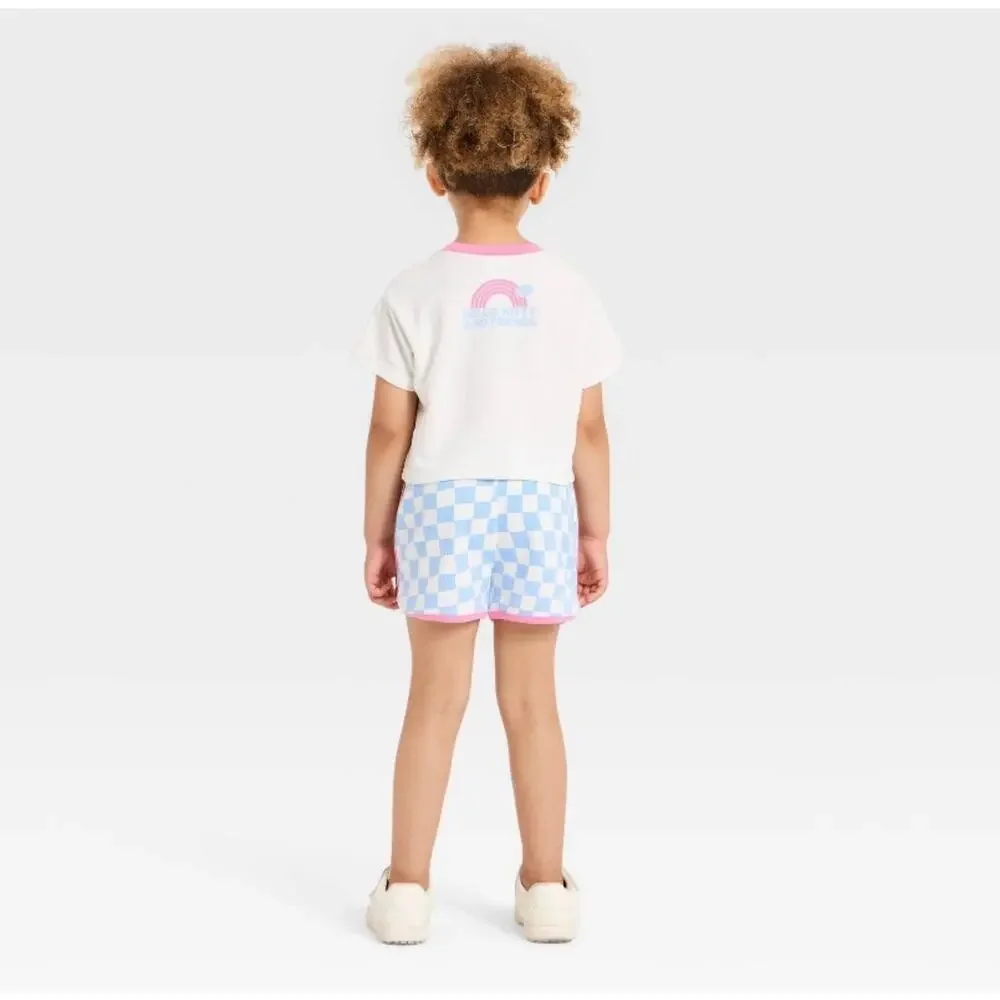 Hello Kitty Toddler Girls 2-Piece T-Shirt & Checker Shorts Set White Size 2T NWT